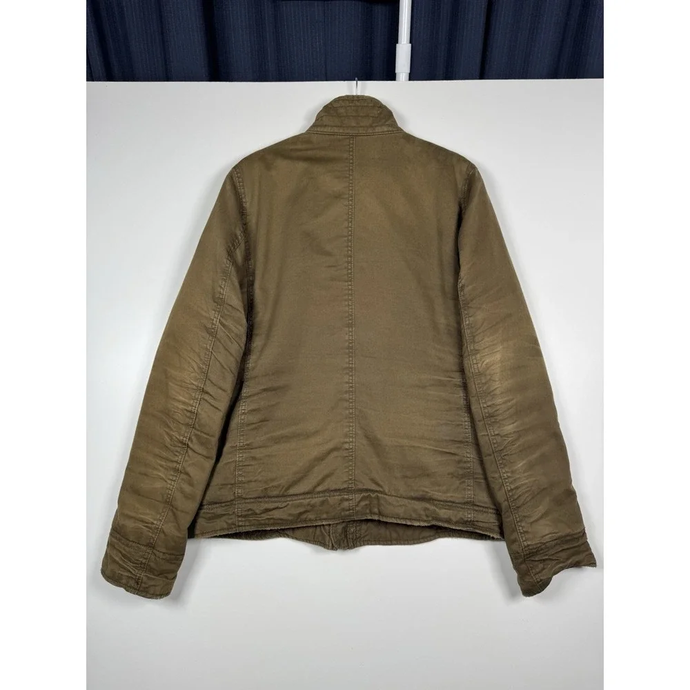 VTG Hollister Carpinteria Brown/Olive Faux Fur Lined Field Jacket L Distressed